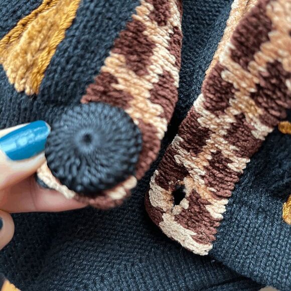 Vintage 90s Victoria Harbour Giraffe Cardigan Sweater Removable Collar - Picture 5 of 8